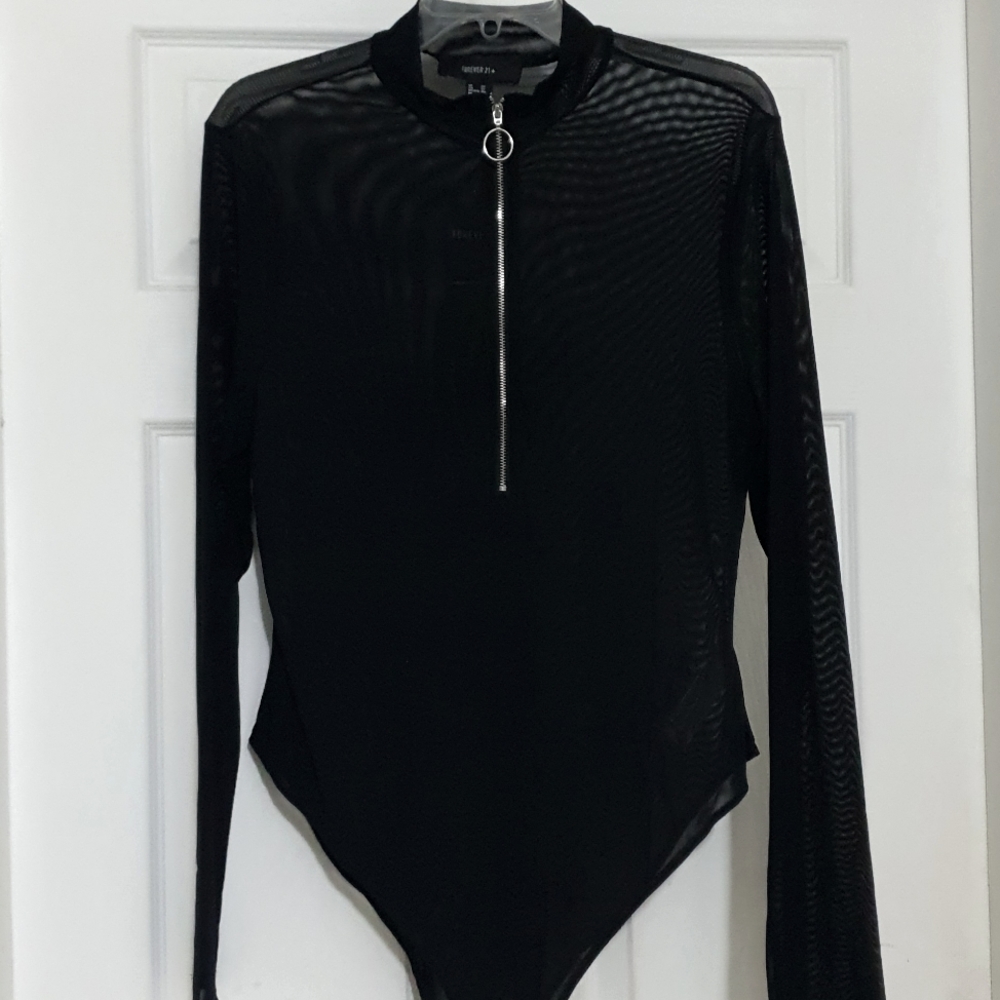 NWT Sexy sheer black bodysuit 2X